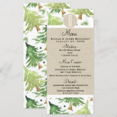 Watercolor Dennengebomen Rustiek Kraft Trouwmenu Menu (Voorkant / Achterkant)