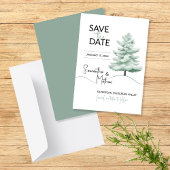 Watercolor Dennengebomen Winter Wonderland Save The Date