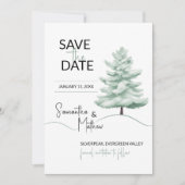 Watercolor Dennengebomen Winter Wonderland Save The Date (Voorkant)