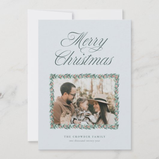 Watercolor Dennengeborte Kerst Fotokaart Feestdagenkaart (Voorkant)