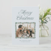 Watercolor Dennengeborte Kerst Fotokaart Feestdagenkaart (Staand voorkant)