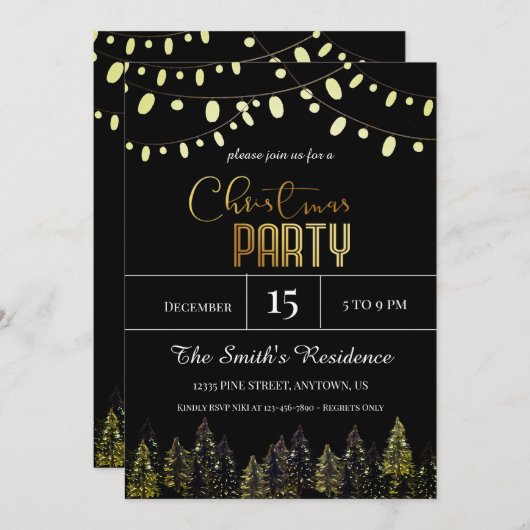 Watercolor Dennengebouw Kerstmis Kaart (Voorkant / Achterkant)