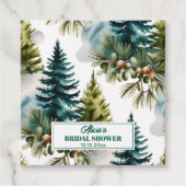 Watercolor Dennengehakt Winter Bruiloftsfeest Bedankjes Labels (Voorkant)
