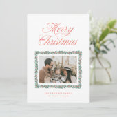 Watercolor Dennengekleurde Kerst Fotokaart Feestdagenkaart (Staand voorkant)