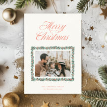 Watercolor Dennengrens Kerst Fotokaart