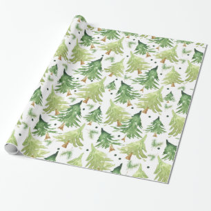 Watercolor Dennenhout Moderne Rustiek Cadeaupapier