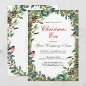 Watercolor Dennenkegels Tak Kerstavond Kaart (Voorkant / Achterkant)