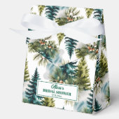 Watercolor Dennenpatroon Winter Bruiloft Bedankdoosjes (Voorkant)