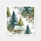 Watercolor Dennenpatroon Winter Bruiloft Servet (Voorkant)