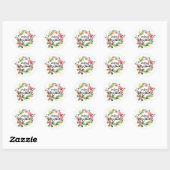 Watercolor Dennensier en Hulst Krans Prettig Kerst Ronde Sticker (Vel)