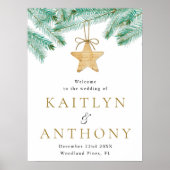 Watercolor Dennentakken Winter Bruiloft Welkom Poster (Voorkant)