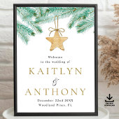 Watercolor Dennentakken Winter Bruiloft Welkom Poster