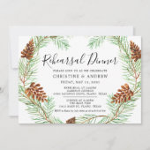 Watercolor Dennenzakje Elegante Winter Proefbruilo Kaart (Voorkant)