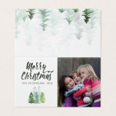 Watercolor Dennnenbomen Kerst Foto Kaart (Buitenkant ongevouwen)