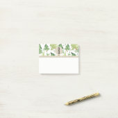 Watercolor Dennnenbomen Modern Rustiek Monogram Kr Post-it® Notes (Op bureau)