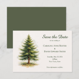 Watercolor Dennnenboom Minimalistische Trouwkaart  Save The Date