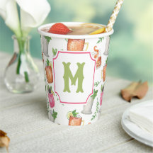 Watercolor Derby Dag Mint Julep Drankjes Monogram