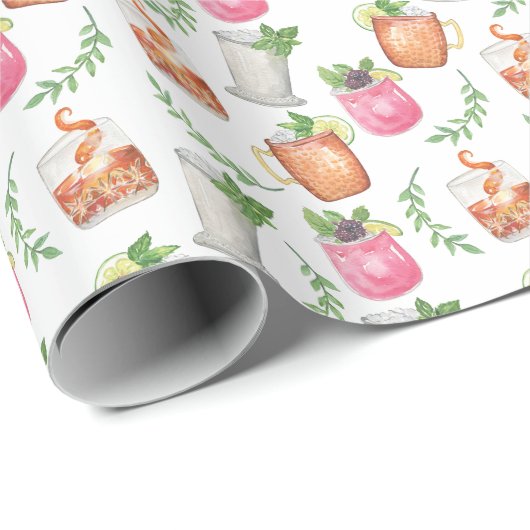 Watercolor Derby Day Mint Julep Dranken Cadeaupapier (Rol Hoek)