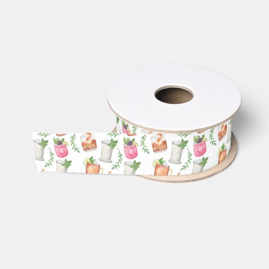 Watercolor Derby Day Mint Julep Dranken Grosgrain Lint (Spoel)