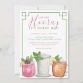 Watercolor Derby Day Mint Julep Drinks Party Kaart (Voorkant)