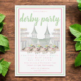 Watercolor Derby-feest / Paardenrace Jockeys Kaart