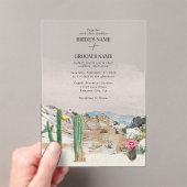 Watercolor Desert Cactus Boho Wedding Acryl Uitnodigingen (Insitu (Draagbaar))