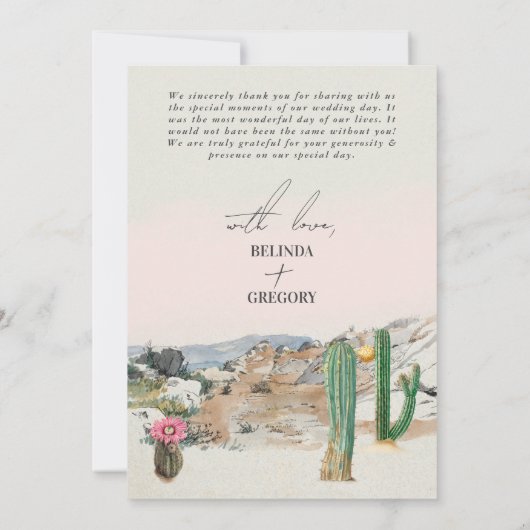 Watercolor Desert Cactus Boho Wedding Bedankkaart (Achterkant)