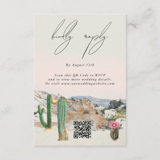 Watercolor Desert Cactus Boho Wedding Informatiekaartje (Voorkant)