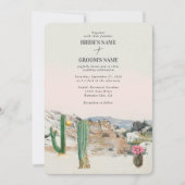 Watercolor Desert Cactus Boho Wedding Kaart (Voorkant)