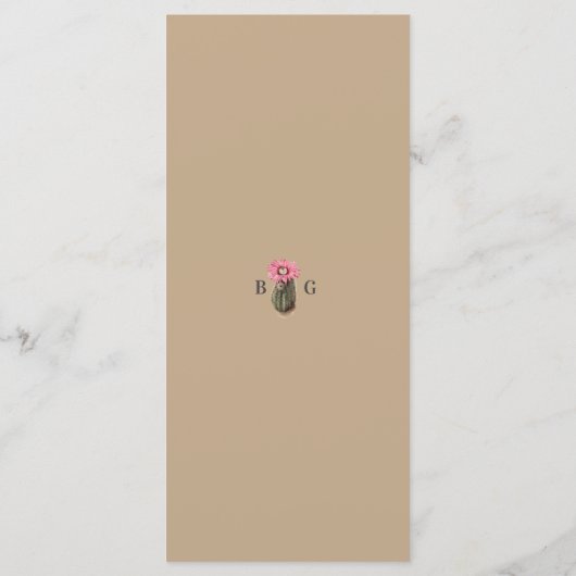 Watercolor Desert Cactus Boho Wedding Menu (Achterkant)