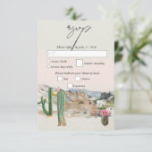 Watercolor Desert Cactus Boho Wedding RSVP Kaartje (Staand voorkant)