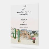 Watercolor Desert Cactus Boho Wedding Welcome Acryl Bord (Hoek)