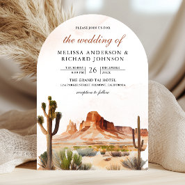 Watercolor Desert Mountain Cactus QR Code Wedding Kaart