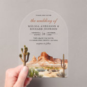 Watercolor Desert Mountain Cactus Wedding Acryl Uitnodigingen (Insitu (Draagbaar))