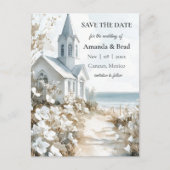 Watercolor Destination Beach Wedding Save the Date Feestdagenkaart (Voorkant)