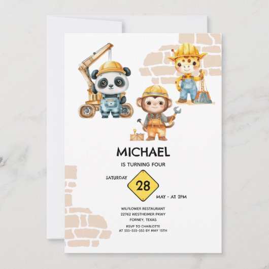 Watercolor Dieren Bouwprojecten Elk Jaar Kaart (Voorkant)