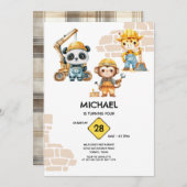 Watercolor Dieren Bouwprojecten Elk Jaar Kaart (Voorkant / Achterkant)