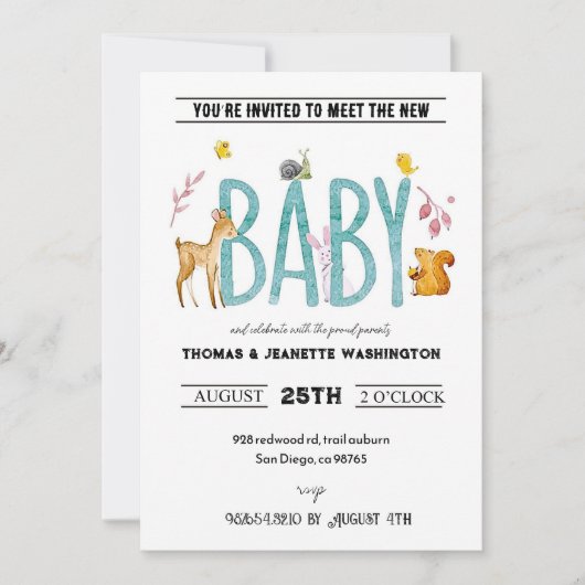 Watercolor dieren - nip & zie ontmoeting kaart (Voorkant)