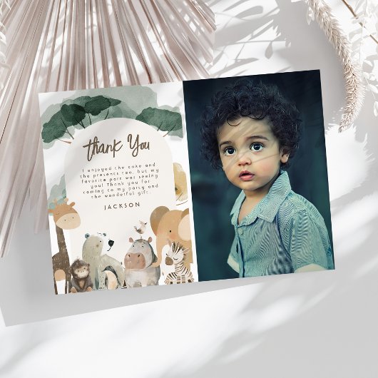 Watercolor Dierfeest Foto Verjaardagsfeestje Bedankkaart