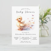 Watercolor Digitale Eend Baby Shower Kaart (Staand voorkant)