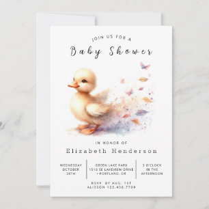 Watercolor Digitale Eend Baby Shower Kaart