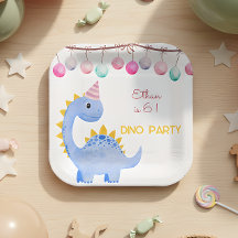 Watercolor Dino feestje kinderen verjaardag
