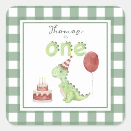 Watercolor Dinosaur 1e verjaardag Vierkante Sticker