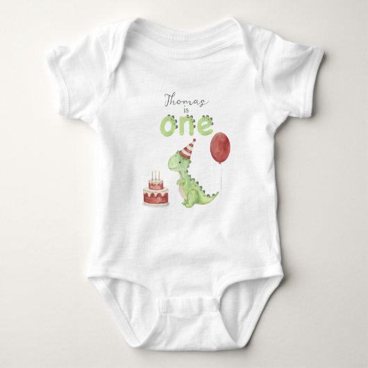 Watercolor Dinosaur 1st birthday Romper (Voorkant)