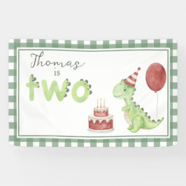 Watercolor Dinosaur 2de verjaardag Welkom Spandoek