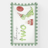 Watercolor Dinosaur 2de verjaardag Welkom Spandoek (Verticaal)