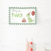 Watercolor Dinosaur 2de verjaardag Welkom Spandoek (Insitu)