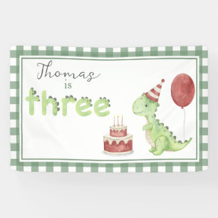 Watercolor Dinosaur 3e verjaardag Welkom Spandoek