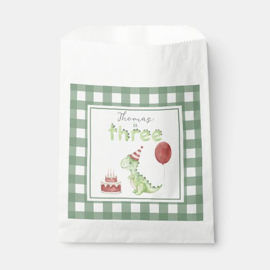 Watercolor Dinosaur 3rd birthday Bedankzakje (Voorkant)