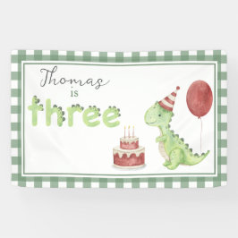 Watercolor Dinosaur 3rd birthday Welcome Spandoek